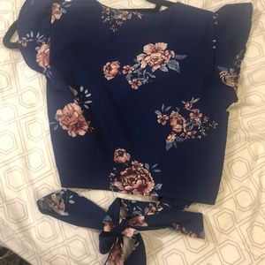 Charlotte Russe Tops - Floral Wrap-Tie Crop Top Charlotte Russe Tops - Floral Wrap-Tie Crop Top